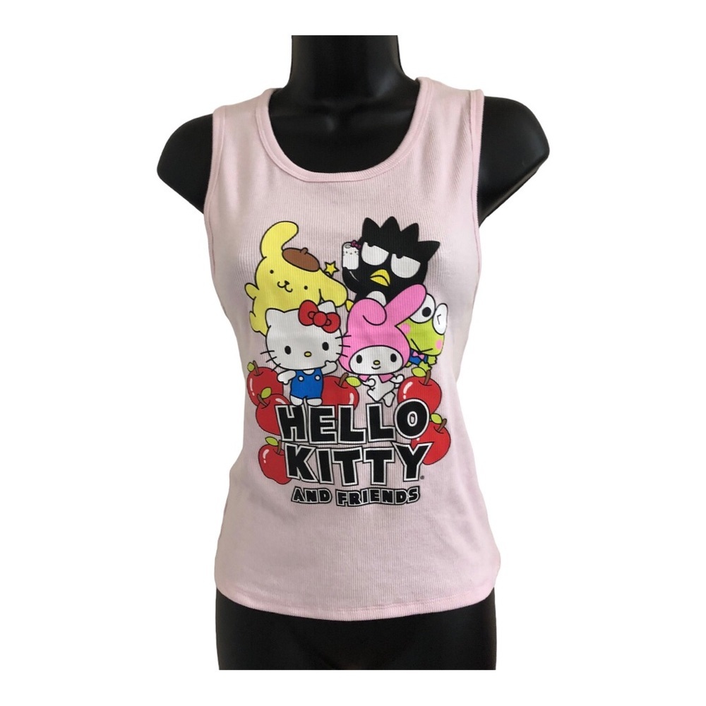 Hello Kitty & friends pink ribbed graphic print tank top size‎ large new